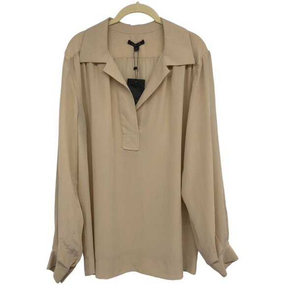 NWT Rachel Zoe light beige 100% silk long sleeve blouse size ~ Medium - Picture 1 of 16